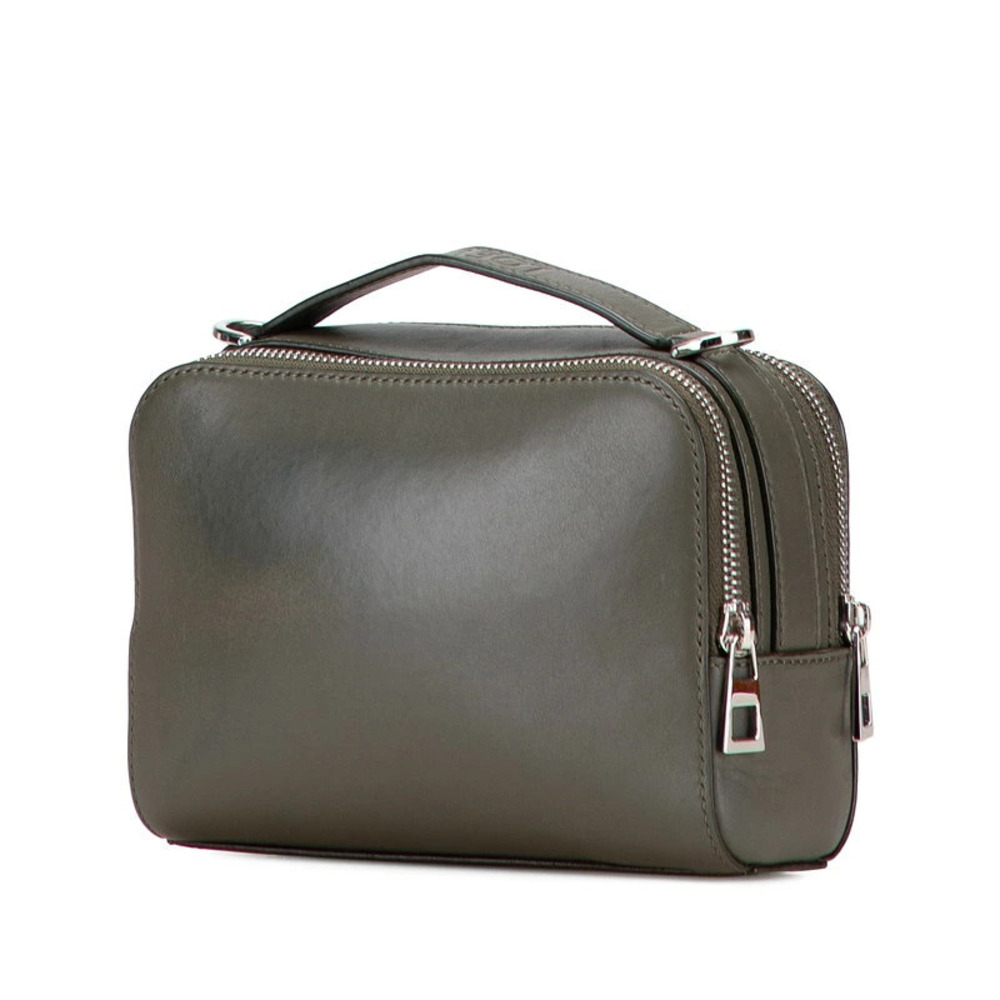 Loewe Shoulder Leather Green Khaki Anagram Bag Handbag Brown Camera